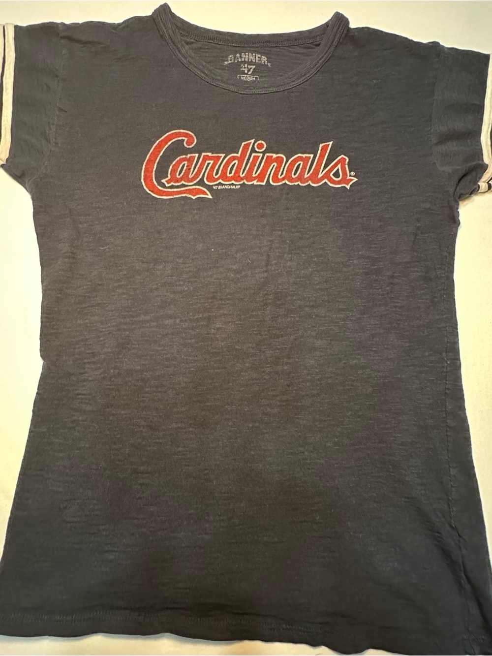 St Louis Cardinals 47 Brand Banner Jersey Tee Shirt Women's Medium Grey